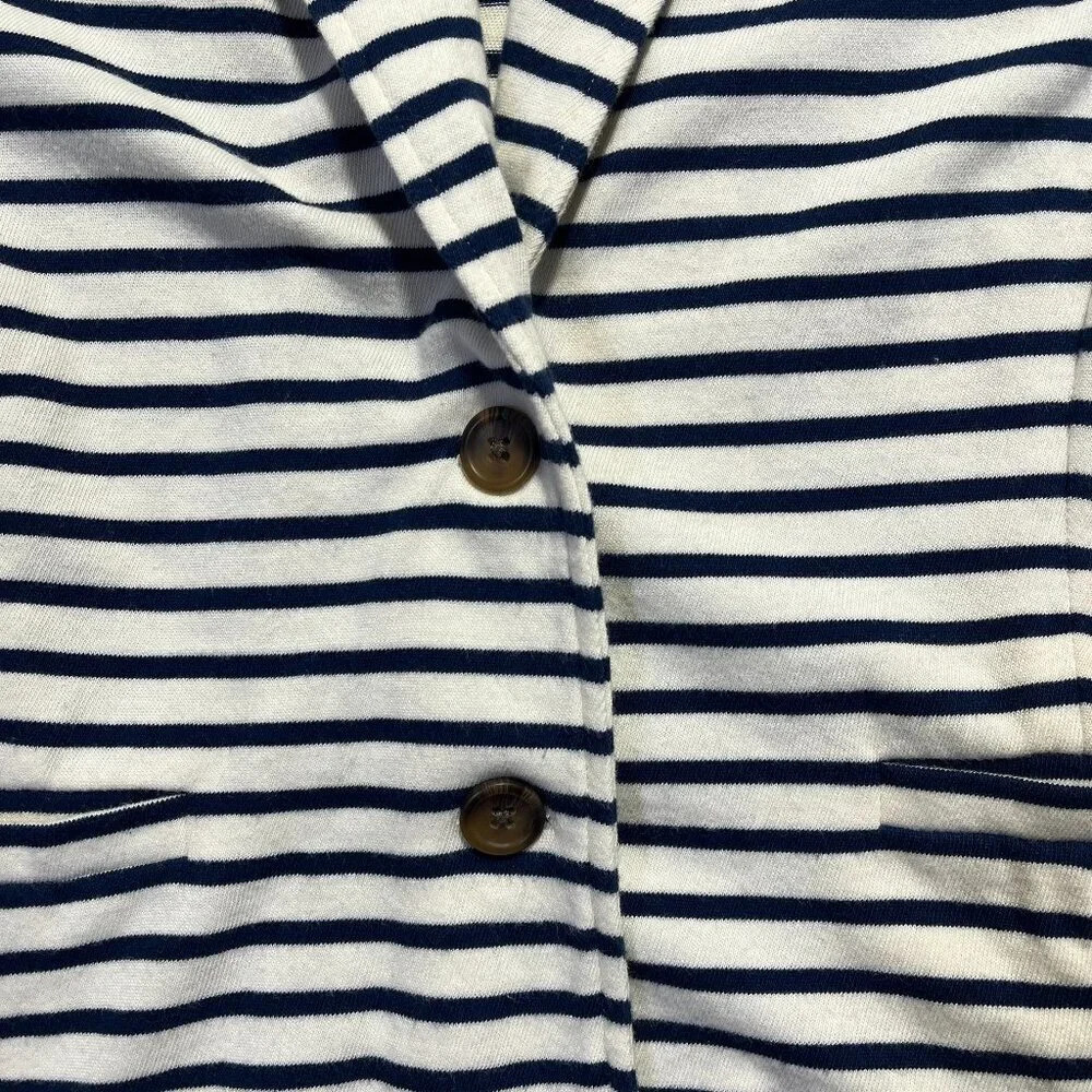 J Crew Factory Striped Blazer Navy Cream Size Small - Picture 3 of 12